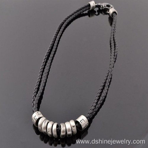 Woven Leather Cord Necklace Retro Male Pendants Necklace